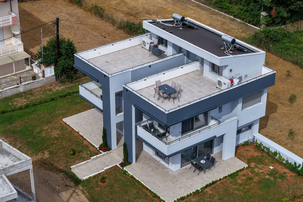 Aerial view of the private rooftop terraces