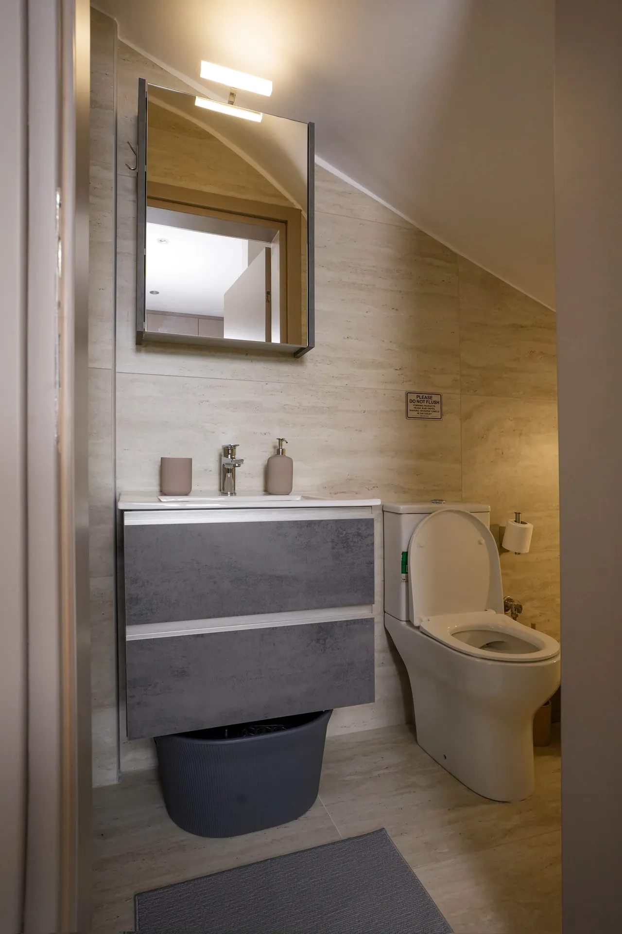 Vertical view of bathroom one